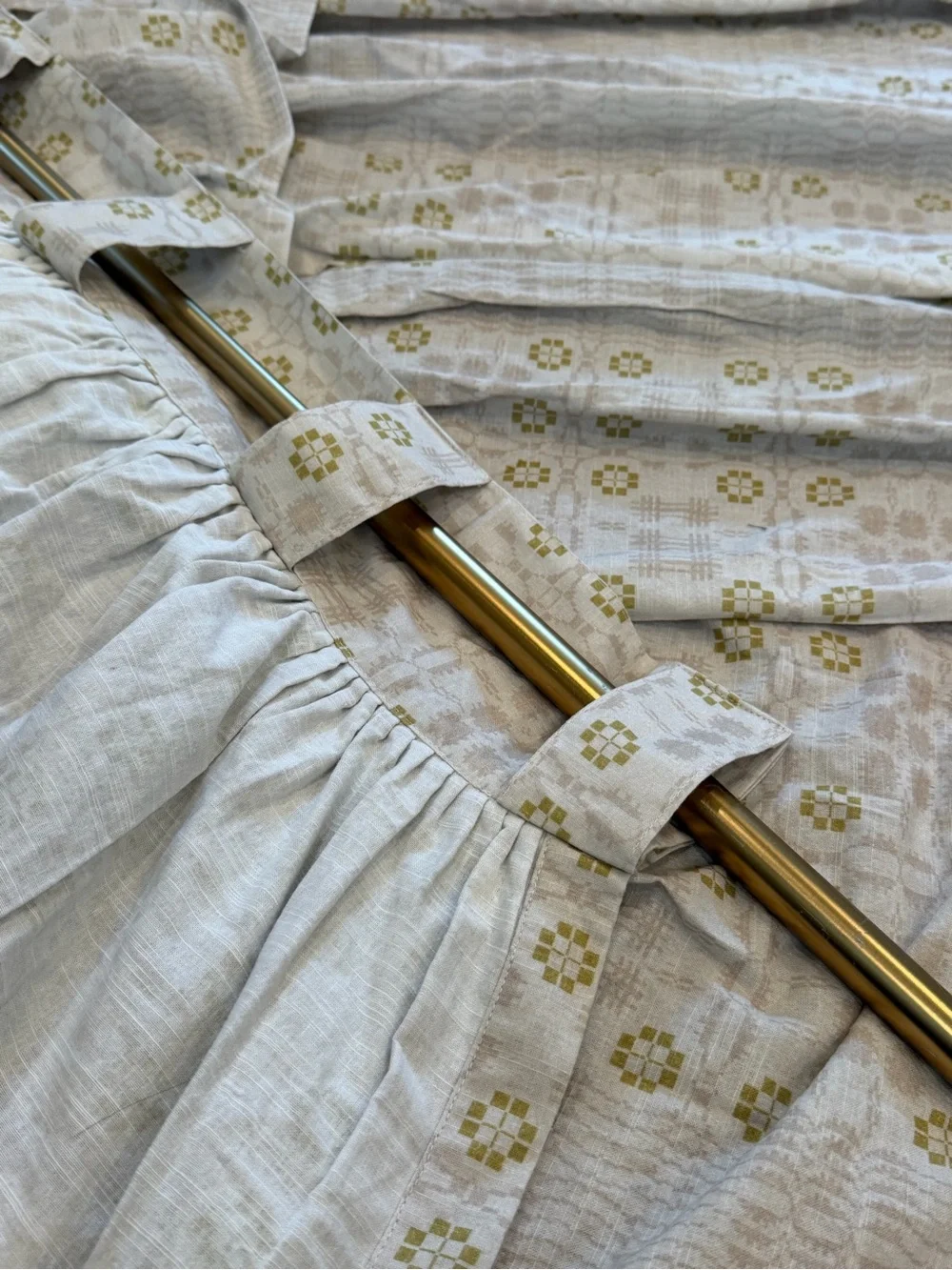 Anthropologie Vera cotton printed valance curtain panel neutral pattern 96 x 50